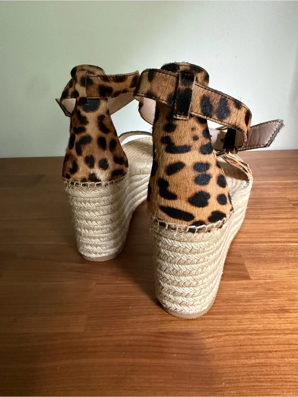 J.Crew Platform espadrille sandals in leopard calf hair, size 10